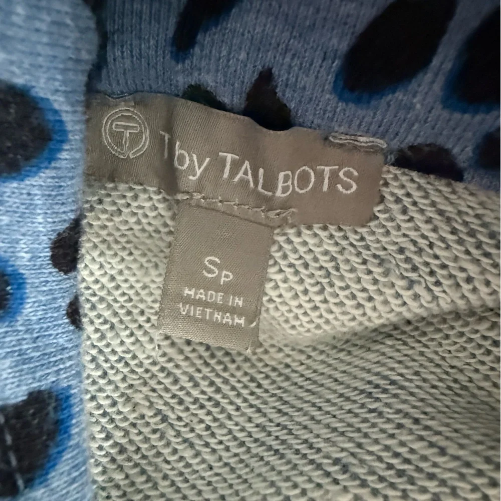 Talbots Blue Patterned Zip-Up Sweater